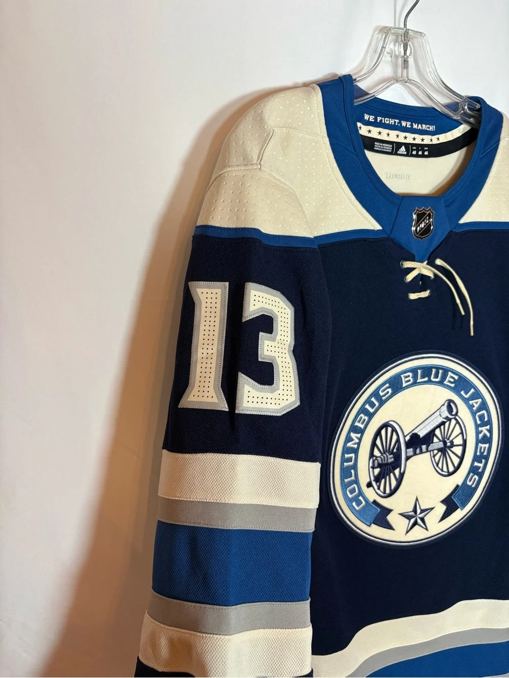 Adidas Columbus Blue Jackets #13 Atkinson Alternate Hockey Jersey Size 46